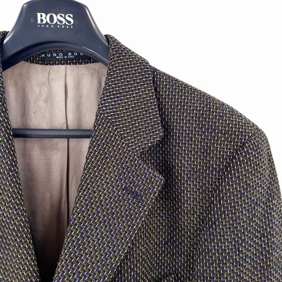 HUGO BOSS MEN'S ITALIAN BLACK BLUE OLIVE BEIGE TWEED SPORT COAT BLAZER JACKET - Picture 2 of 8